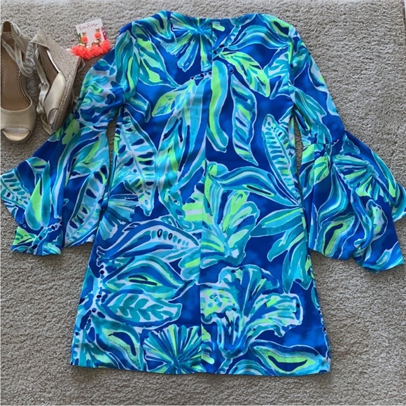 Lilly Pulitzer Rosalia Dress Beckon Blue Palm Passage - Picture 6 of 9